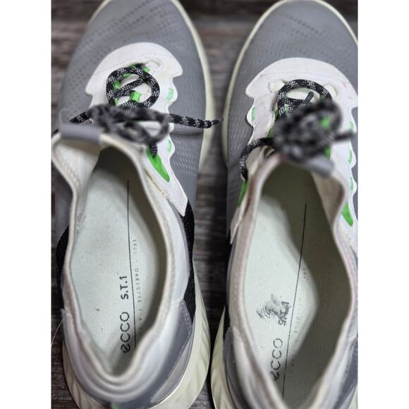 Ecco Men\'s Gray white Green Leather Lace Up ST.1 Lite Comfort Sneaker Size 44 main image 3